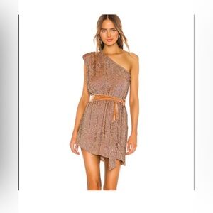 Retrofete ELLA SEQUIN ONE SHOULDER SEQUIN DRESS IN BRONZE
